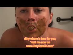 Matured slut shows how to properly eat nasty poop
